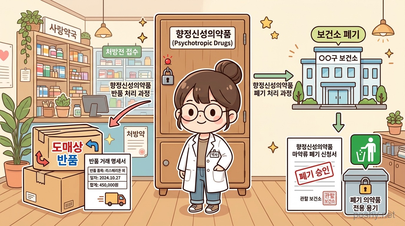 향정 폐기와 반품 방법 일러스트